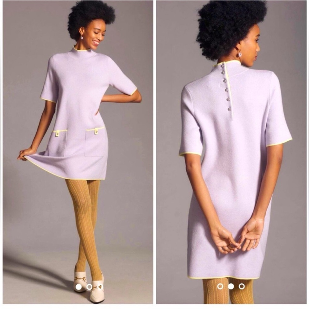 Anthropologie The Annalise Mock-Neck Mini Sweater Dress by Maeve size M.